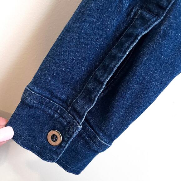 Vintage 90s Cat Lady Denim Shirt Dress Size M Blue Jean Embroidered Stretch Fun - Picture 4 of 9